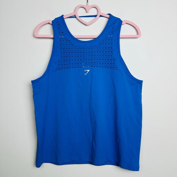 Gymshark NWOT Blue ENERGY SEAMLESS LOOSE TANK Size Medium - Picture 3 of 9